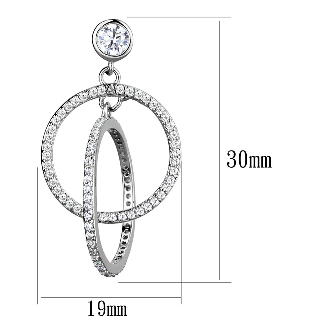 TS294 - Rhodium 925 Sterling Silver Earrings with AAA Grade CZ  in Clear-1