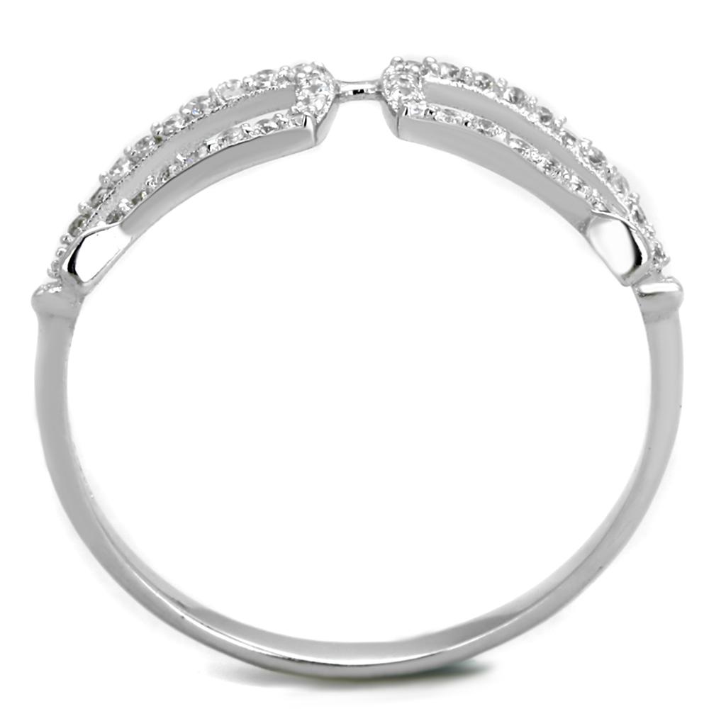 TS306 - Rhodium 925 Sterling Silver Ring with AAA Grade CZ  in Clear-2