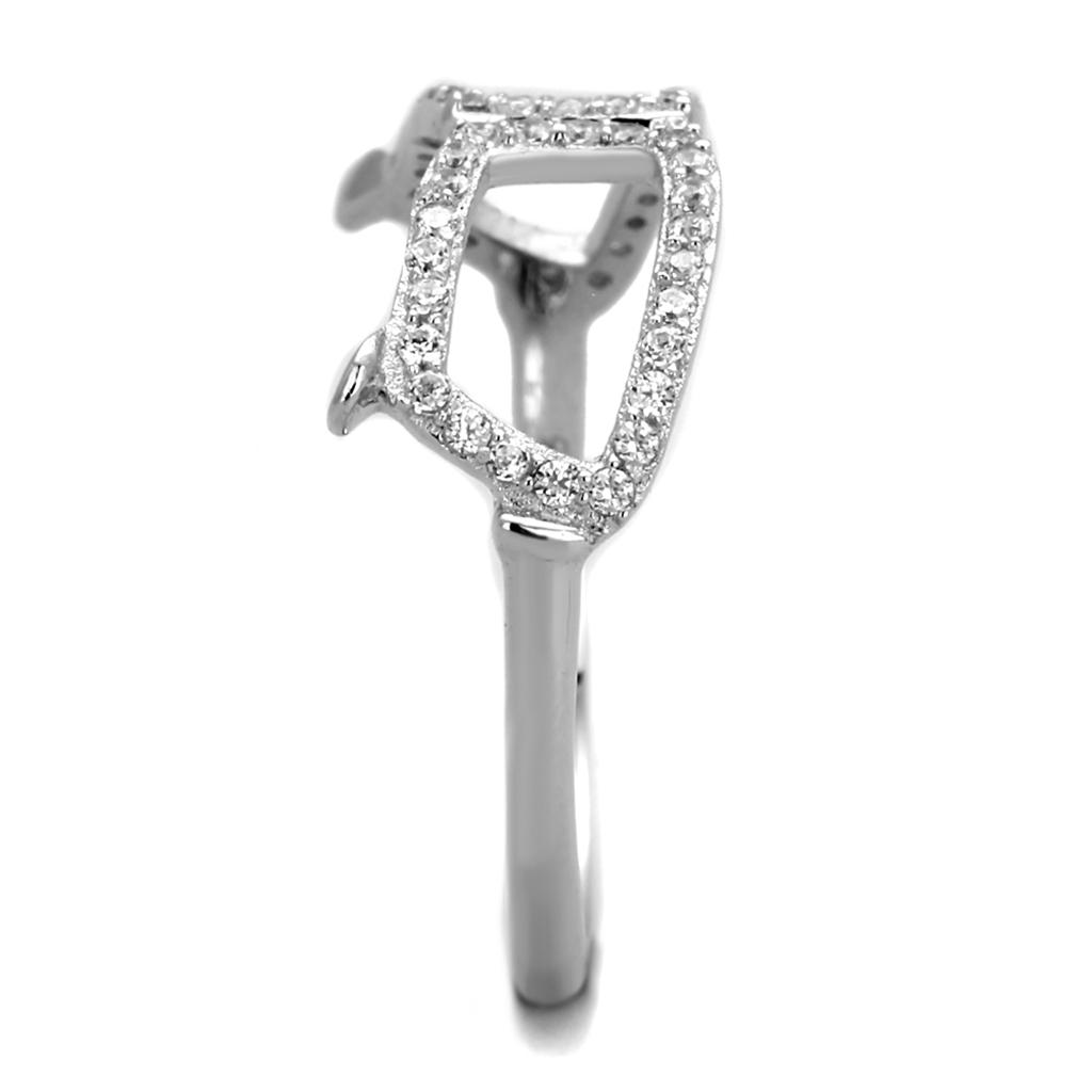 TS306 - Rhodium 925 Sterling Silver Ring with AAA Grade CZ  in Clear-3