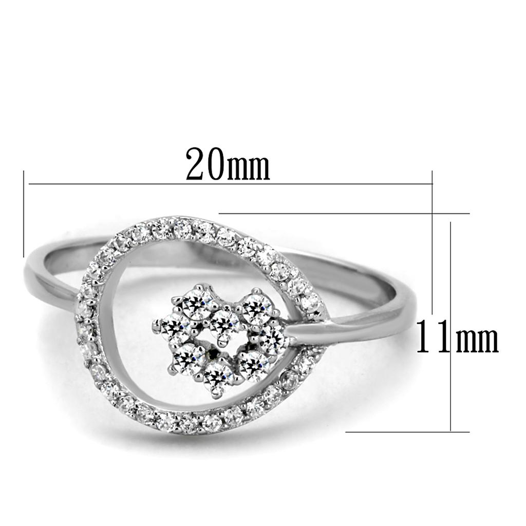 TS307 - Rhodium 925 Sterling Silver Ring with AAA Grade CZ  in Clear-1
