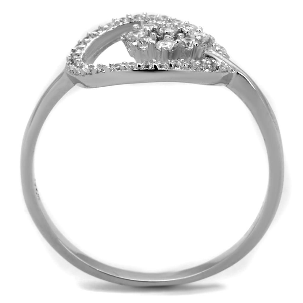 TS307 - Rhodium 925 Sterling Silver Ring with AAA Grade CZ  in Clear-2
