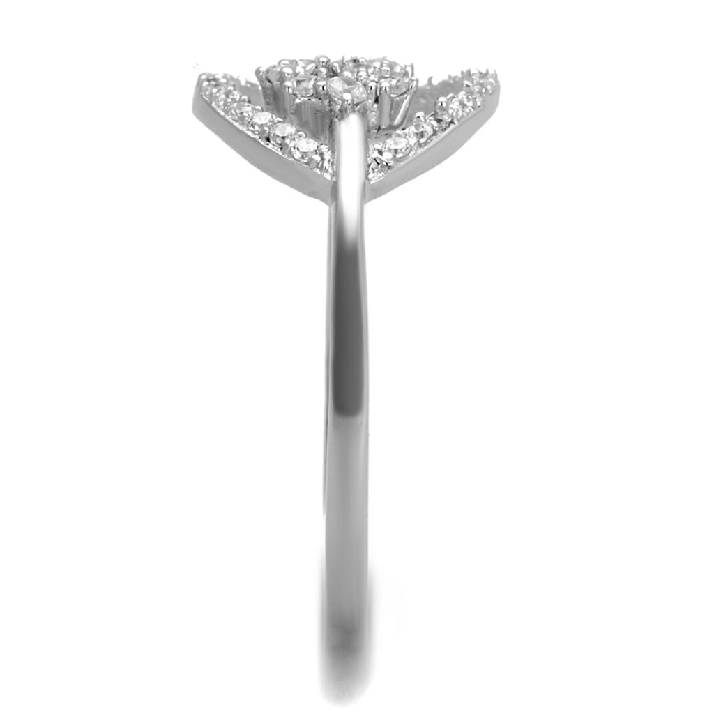 TS307 - Rhodium 925 Sterling Silver Ring with AAA Grade CZ  in Clear-3