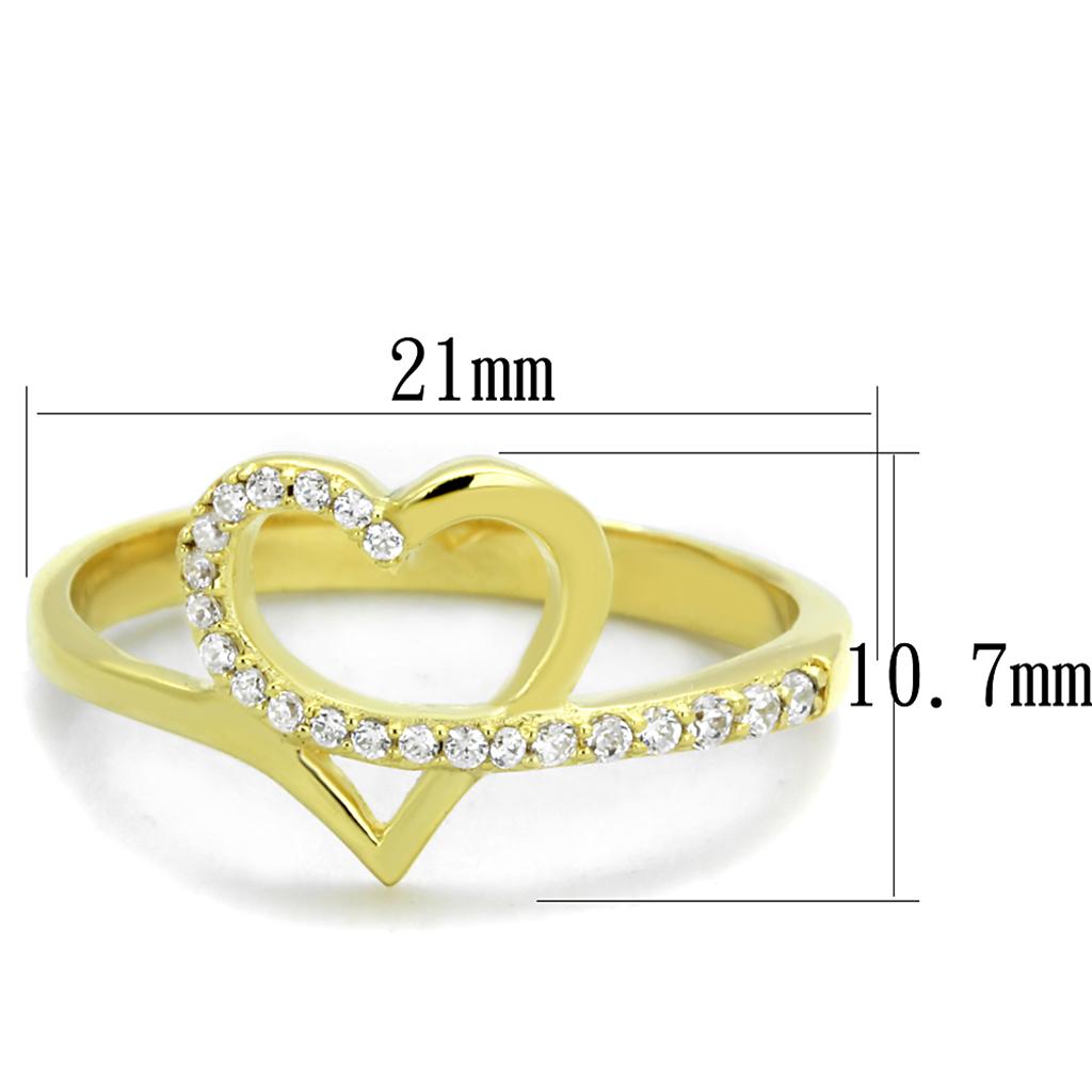 TS308 - Gold 925 Sterling Silver Ring with AAA Grade CZ  in Clear-1