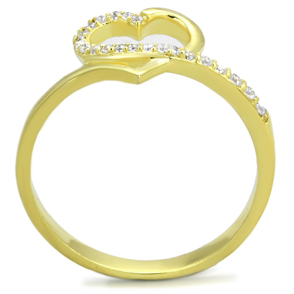 TS308 - Gold 925 Sterling Silver Ring with AAA Grade CZ  in Clear-2