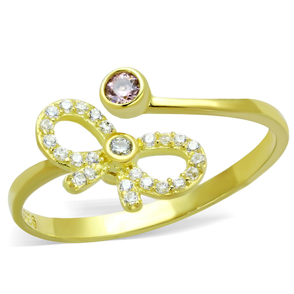 TS309 - Gold 925 Sterling Silver Ring with AAA Grade CZ  in Rose-4