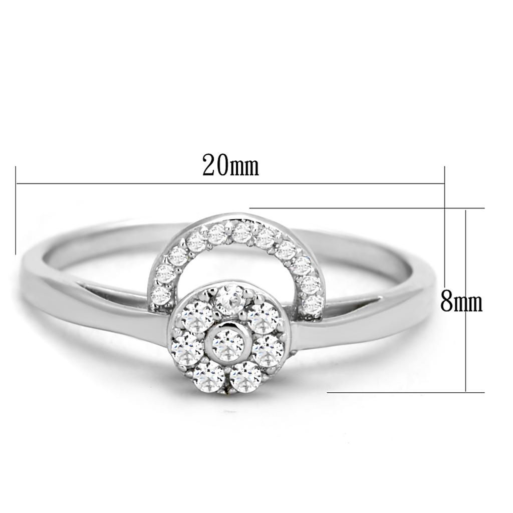 TS310 - Rhodium 925 Sterling Silver Ring with AAA Grade CZ  in Clear-1