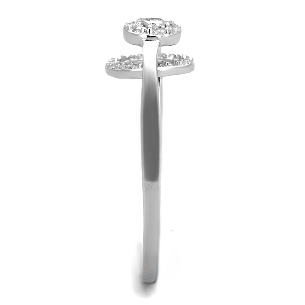 TS310 - Rhodium 925 Sterling Silver Ring with AAA Grade CZ  in Clear-3