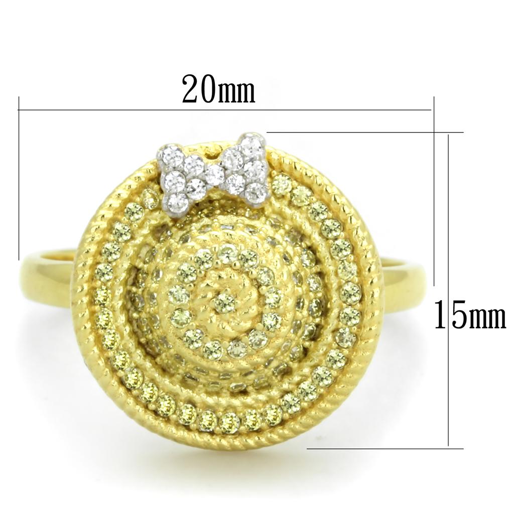 TS320 - Gold+Rhodium 925 Sterling Silver Ring with AAA Grade CZ  in Topaz-1