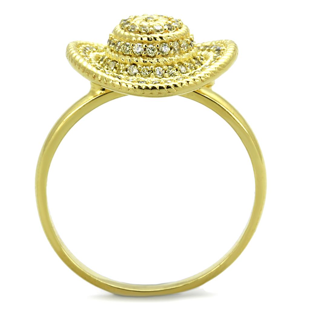 TS320 - Gold+Rhodium 925 Sterling Silver Ring with AAA Grade CZ  in Topaz-3