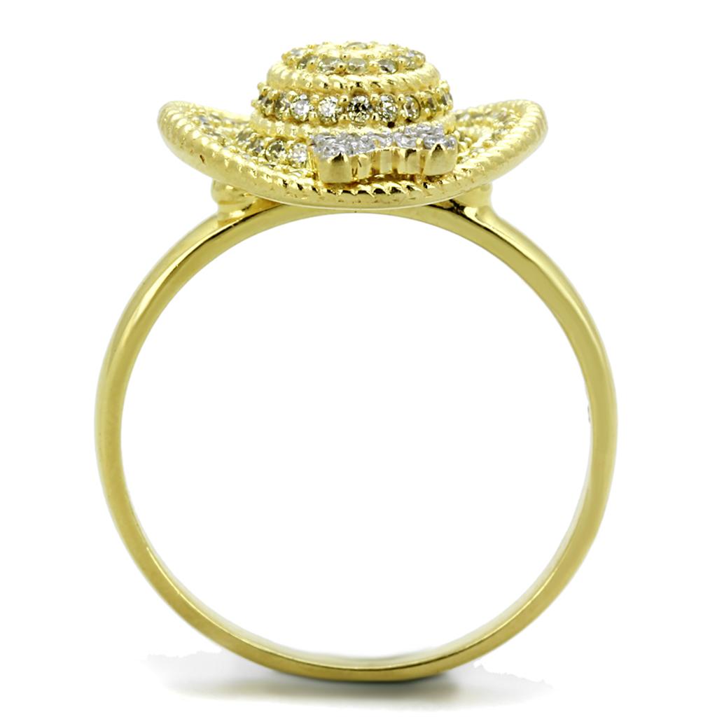 TS320 - Gold+Rhodium 925 Sterling Silver Ring with AAA Grade CZ  in Topaz-2