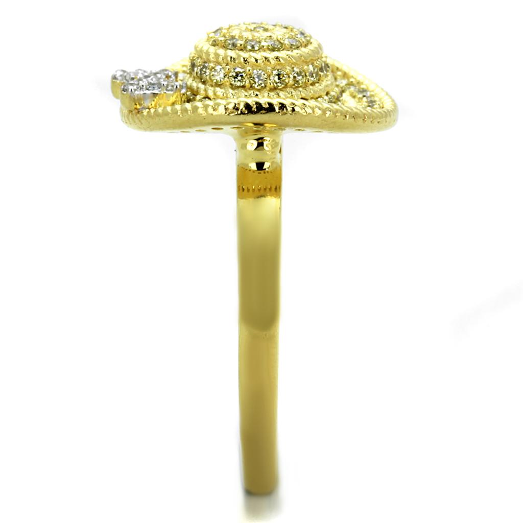 TS320 - Gold+Rhodium 925 Sterling Silver Ring with AAA Grade CZ  in Topaz-4
