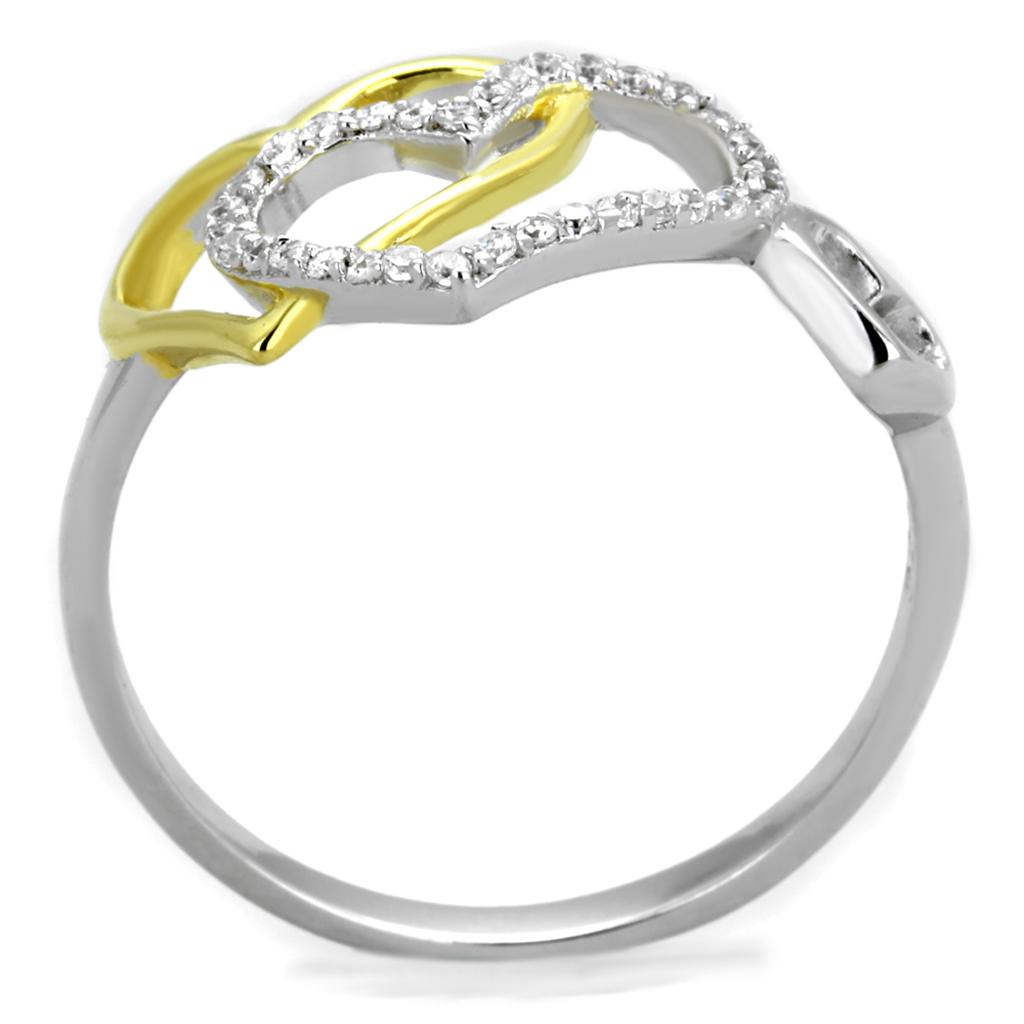 TS321 - Gold+Rhodium 925 Sterling Silver Ring with AAA Grade CZ  in Clear-2