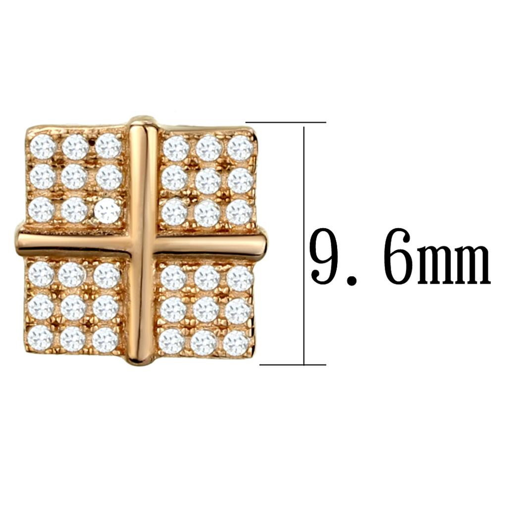 TS322 - Rose Gold 925 Sterling Silver Earrings with AAA Grade CZ  in Clear-1