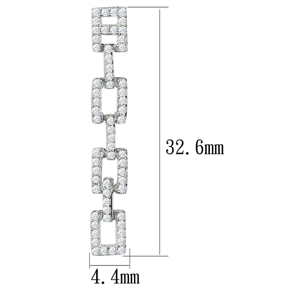 TS326 - Rhodium 925 Sterling Silver Earrings with AAA Grade CZ  in Clear-1