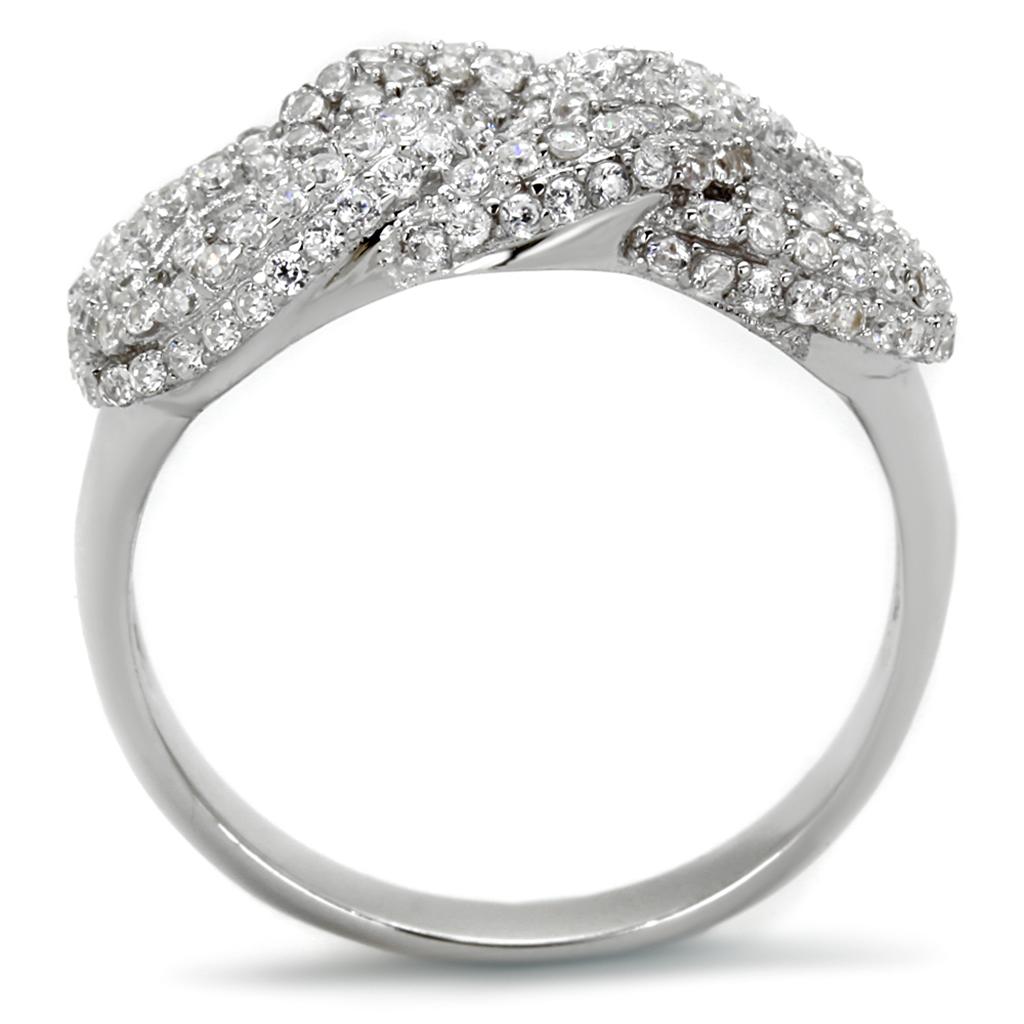 TS334 - Rhodium 925 Sterling Silver Ring with AAA Grade CZ  in Clear-2