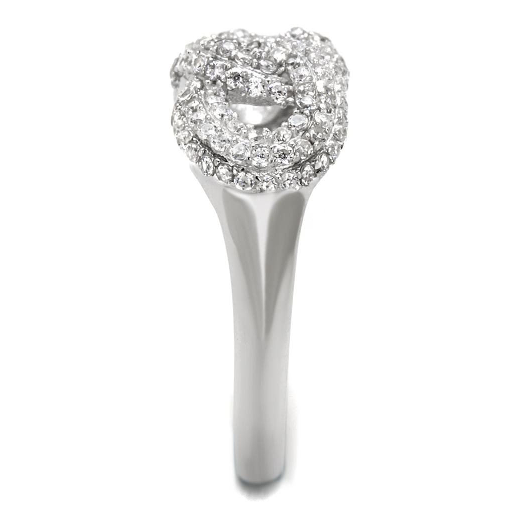 TS334 - Rhodium 925 Sterling Silver Ring with AAA Grade CZ  in Clear-3