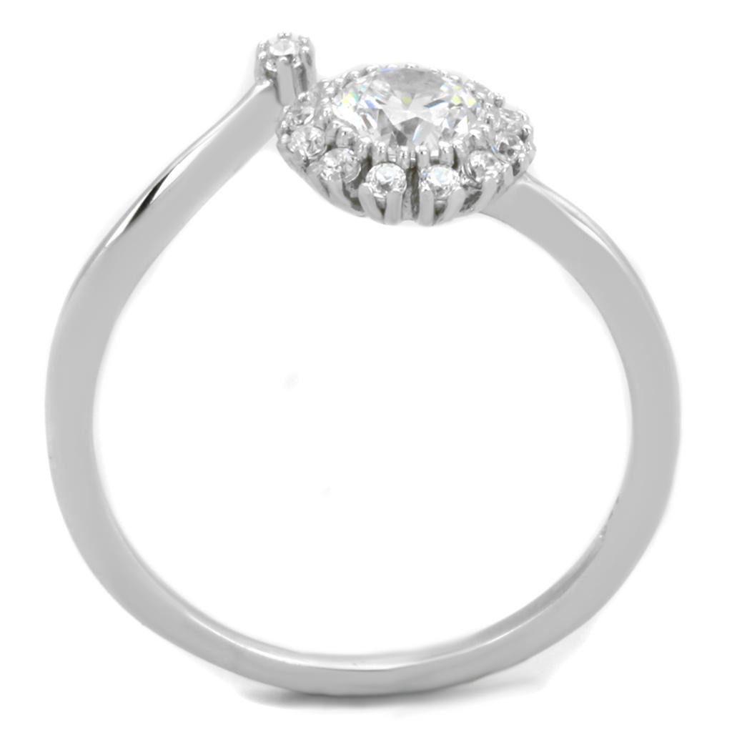 TS335 - Rhodium 925 Sterling Silver Ring with AAA Grade CZ  in Clear-2