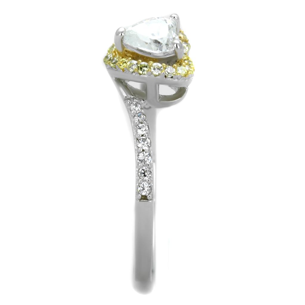 TS339 - Reverse Two-Tone 925 Sterling Silver Ring with AAA Grade CZ  in Clear-3