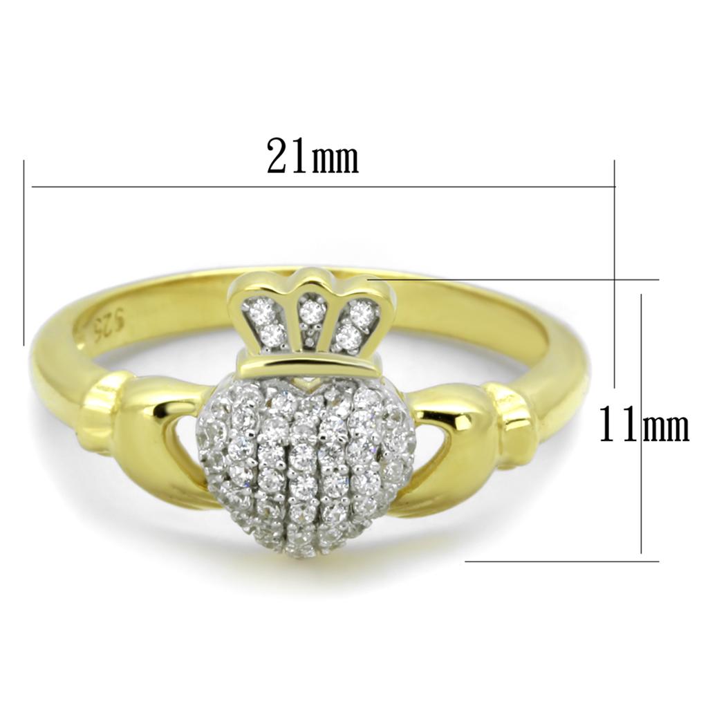 TS342 - Gold+Rhodium 925 Sterling Silver Ring with AAA Grade CZ  in Clear-1