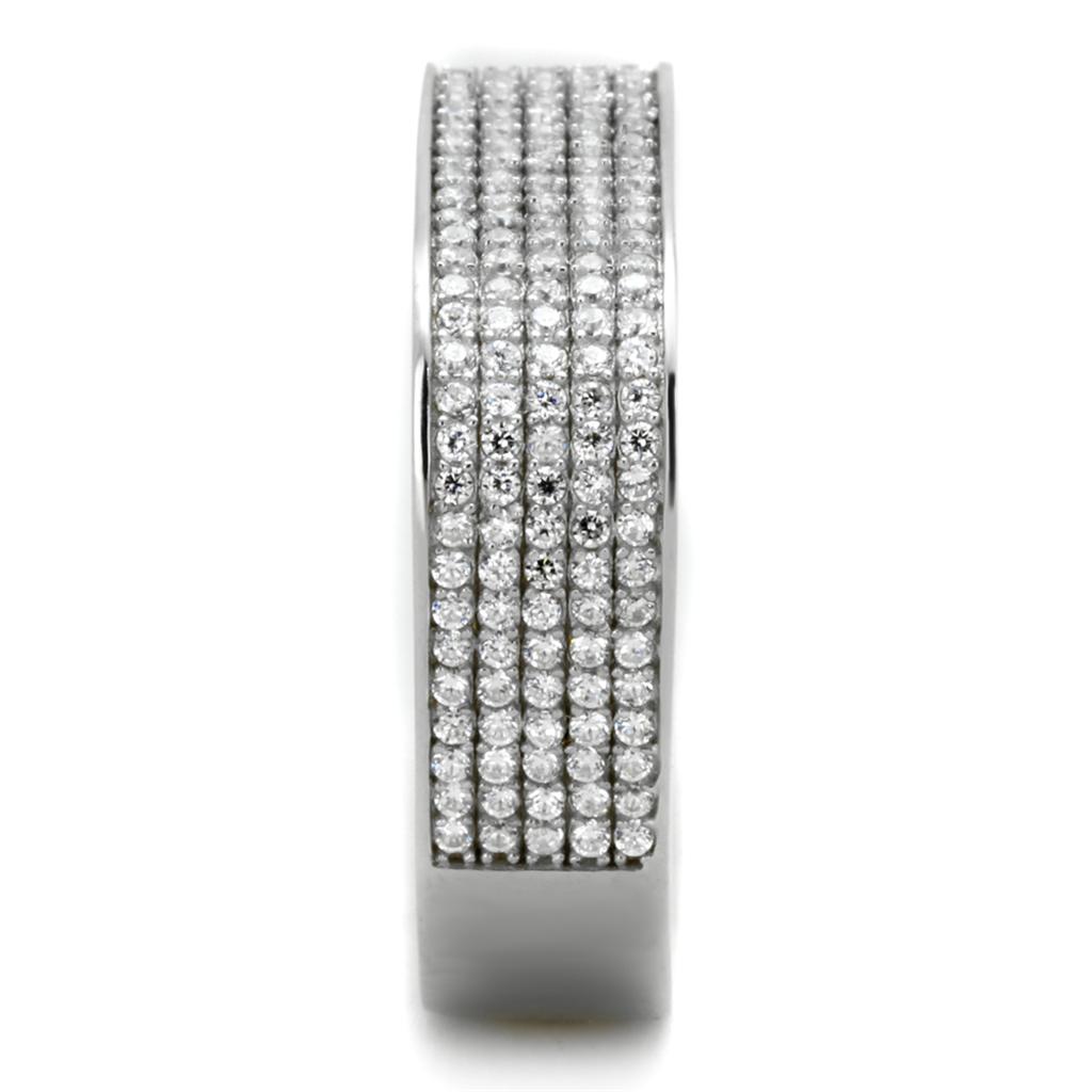 TS346 - Rhodium 925 Sterling Silver Ring with AAA Grade CZ  in Clear-3