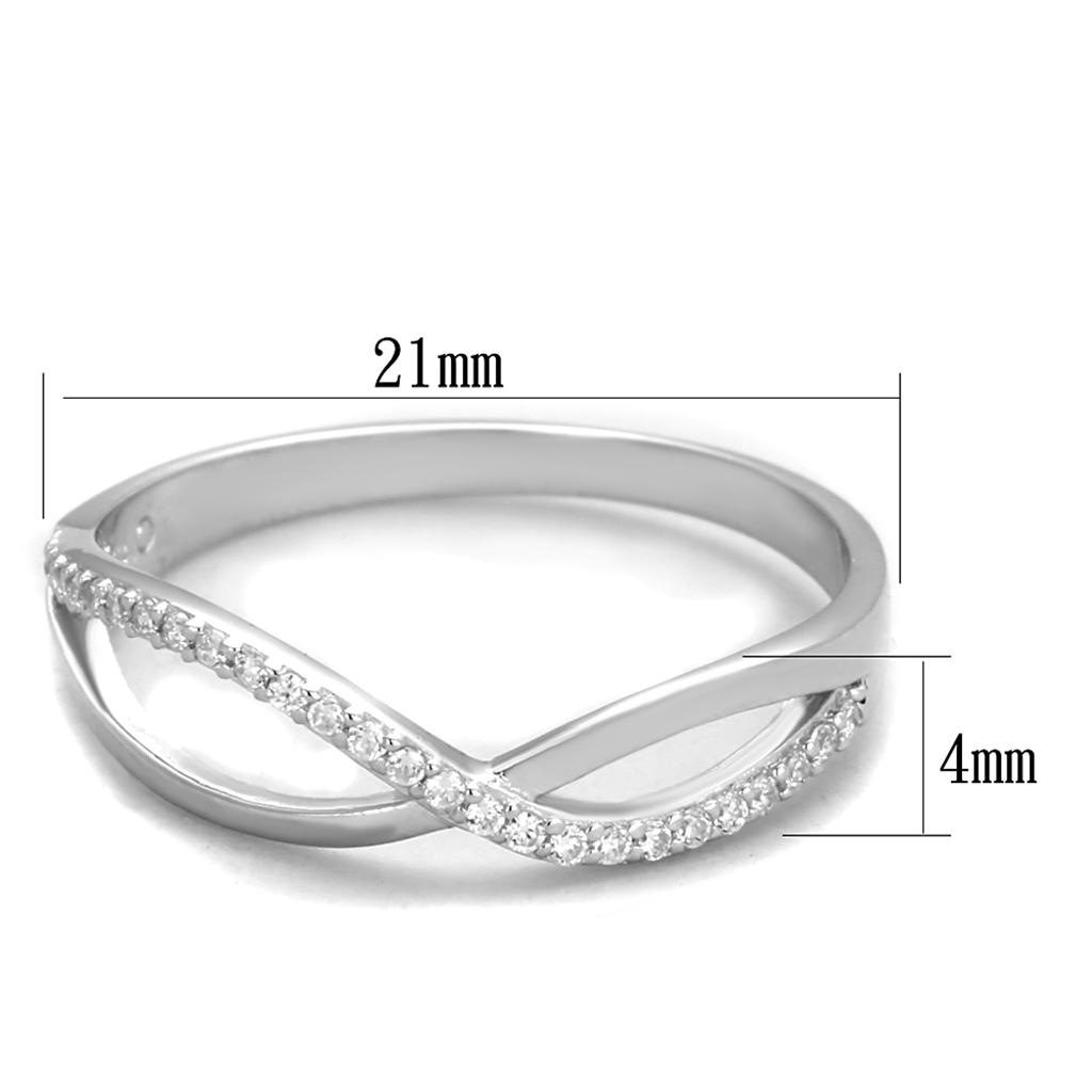 TS355 - Rhodium 925 Sterling Silver Ring with AAA Grade CZ  in Clear-1