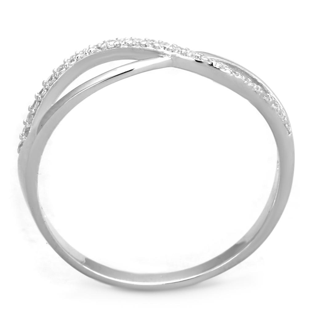 TS355 - Rhodium 925 Sterling Silver Ring with AAA Grade CZ  in Clear-2