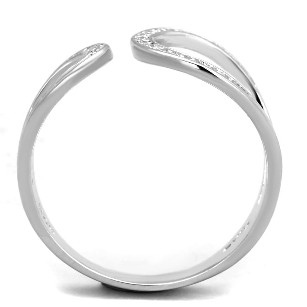 TS359 - Rhodium 925 Sterling Silver Ring with AAA Grade CZ  in Clear-2