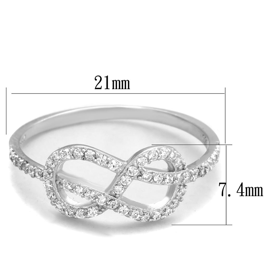 TS360 - Rhodium 925 Sterling Silver Ring with AAA Grade CZ  in Clear-1