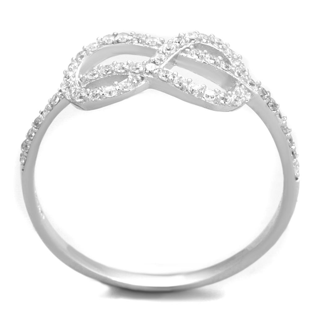 TS360 - Rhodium 925 Sterling Silver Ring with AAA Grade CZ  in Clear-2