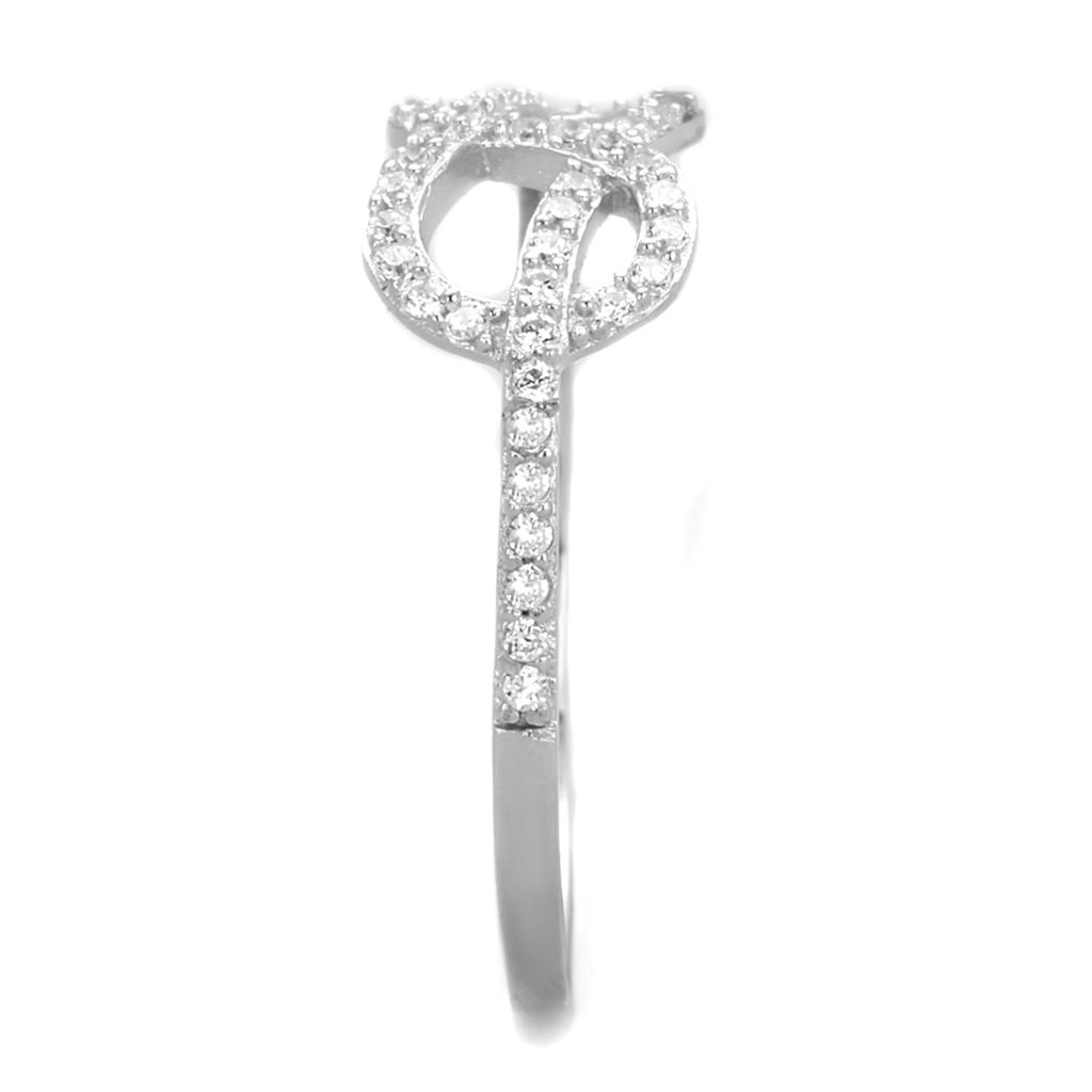 TS360 - Rhodium 925 Sterling Silver Ring with AAA Grade CZ  in Clear-3