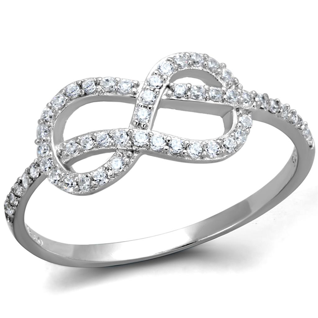 TS360 - Rhodium 925 Sterling Silver Ring with AAA Grade CZ  in Clear-4