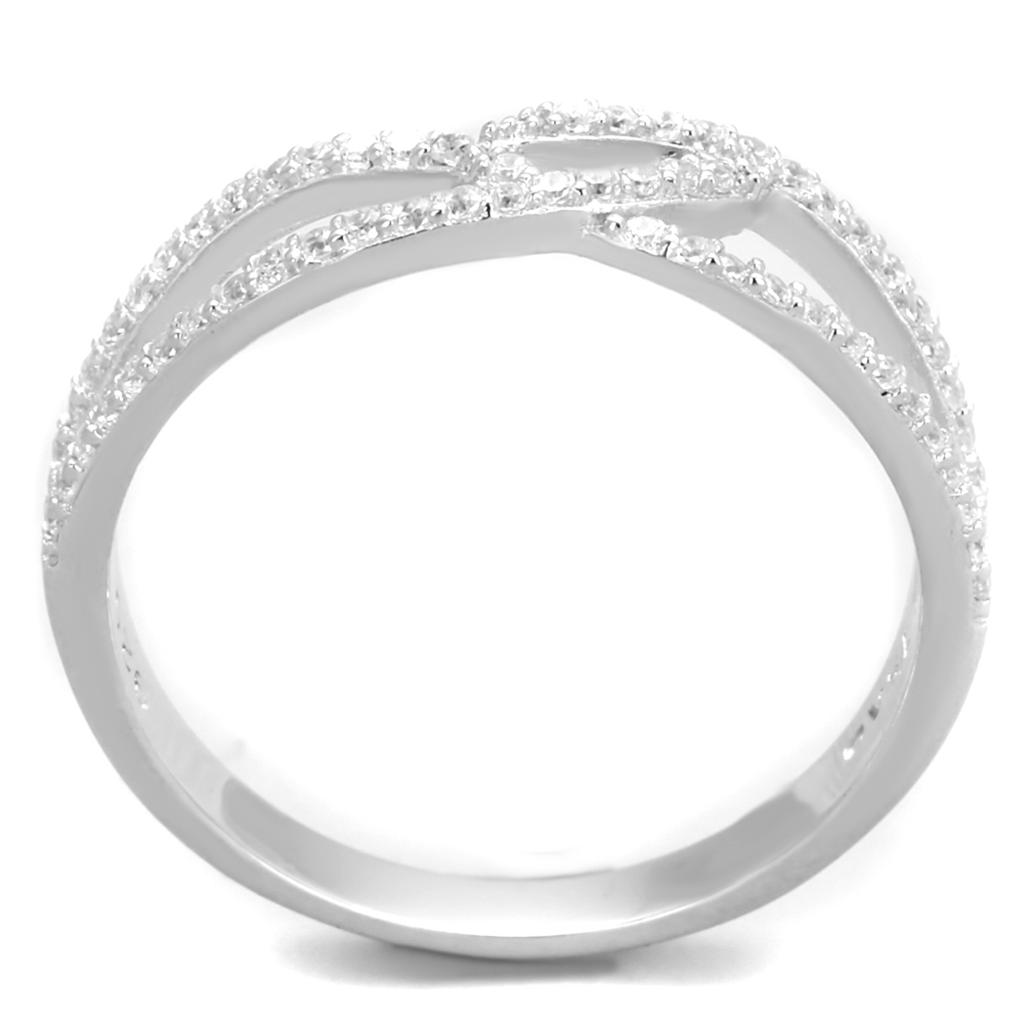 TS365 - Rhodium 925 Sterling Silver Ring with AAA Grade CZ  in Clear-2