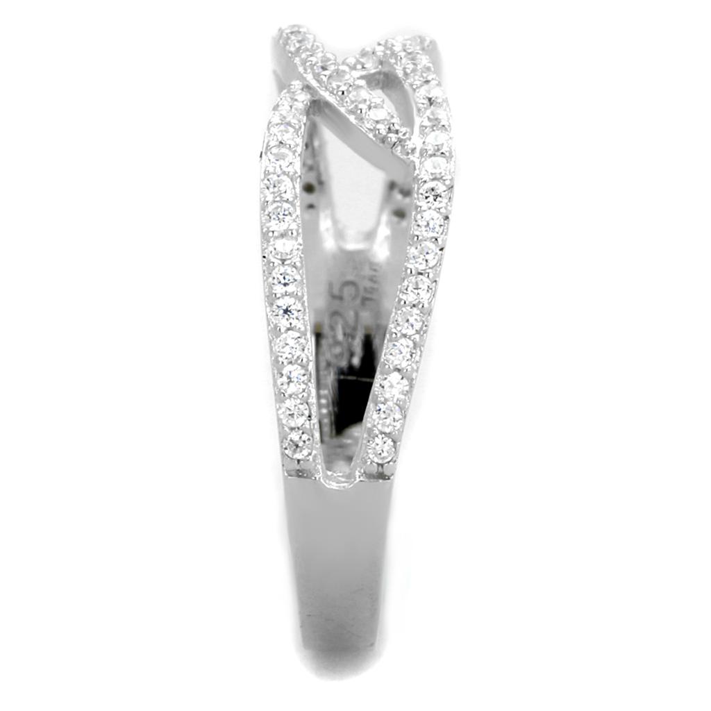TS365 - Rhodium 925 Sterling Silver Ring with AAA Grade CZ  in Clear-3