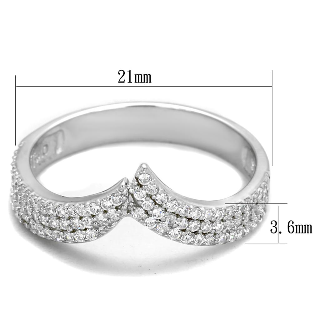 TS366 - Rhodium 925 Sterling Silver Ring with AAA Grade CZ  in Clear-1