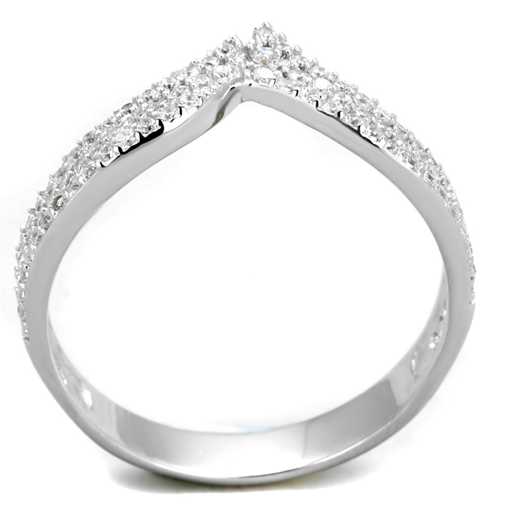TS366 - Rhodium 925 Sterling Silver Ring with AAA Grade CZ  in Clear-2