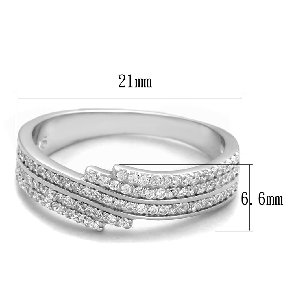 TS367 - Rhodium 925 Sterling Silver Ring with AAA Grade CZ  in Clear-1