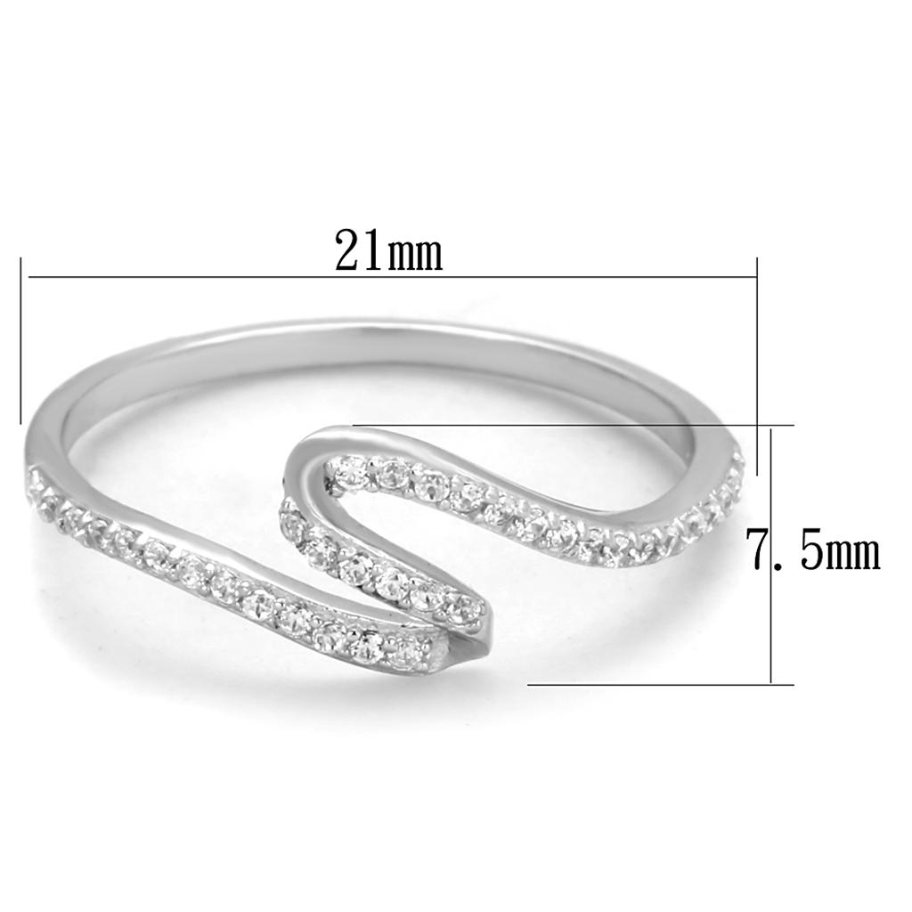 TS368 - Rhodium 925 Sterling Silver Ring with AAA Grade CZ  in Clear-1