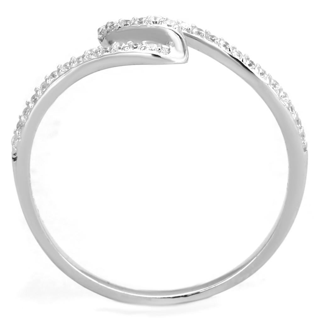 TS368 - Rhodium 925 Sterling Silver Ring with AAA Grade CZ  in Clear-2