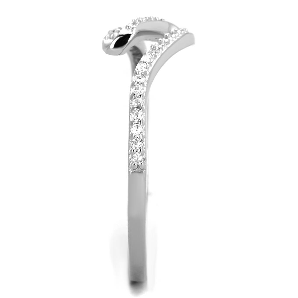 TS368 - Rhodium 925 Sterling Silver Ring with AAA Grade CZ  in Clear-3