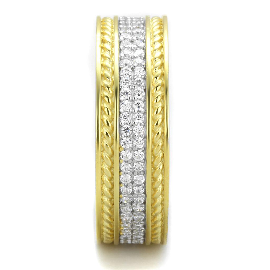 TS369 - Reverse Two-Tone 925 Sterling Silver Ring with AAA Grade CZ  in Clear-3