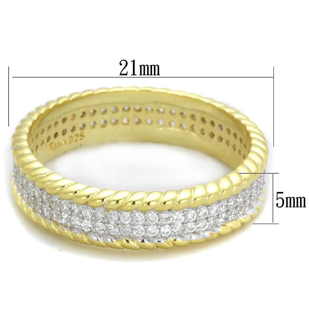 TS371 - Gold+Rhodium 925 Sterling Silver Ring with AAA Grade CZ  in Clear-1