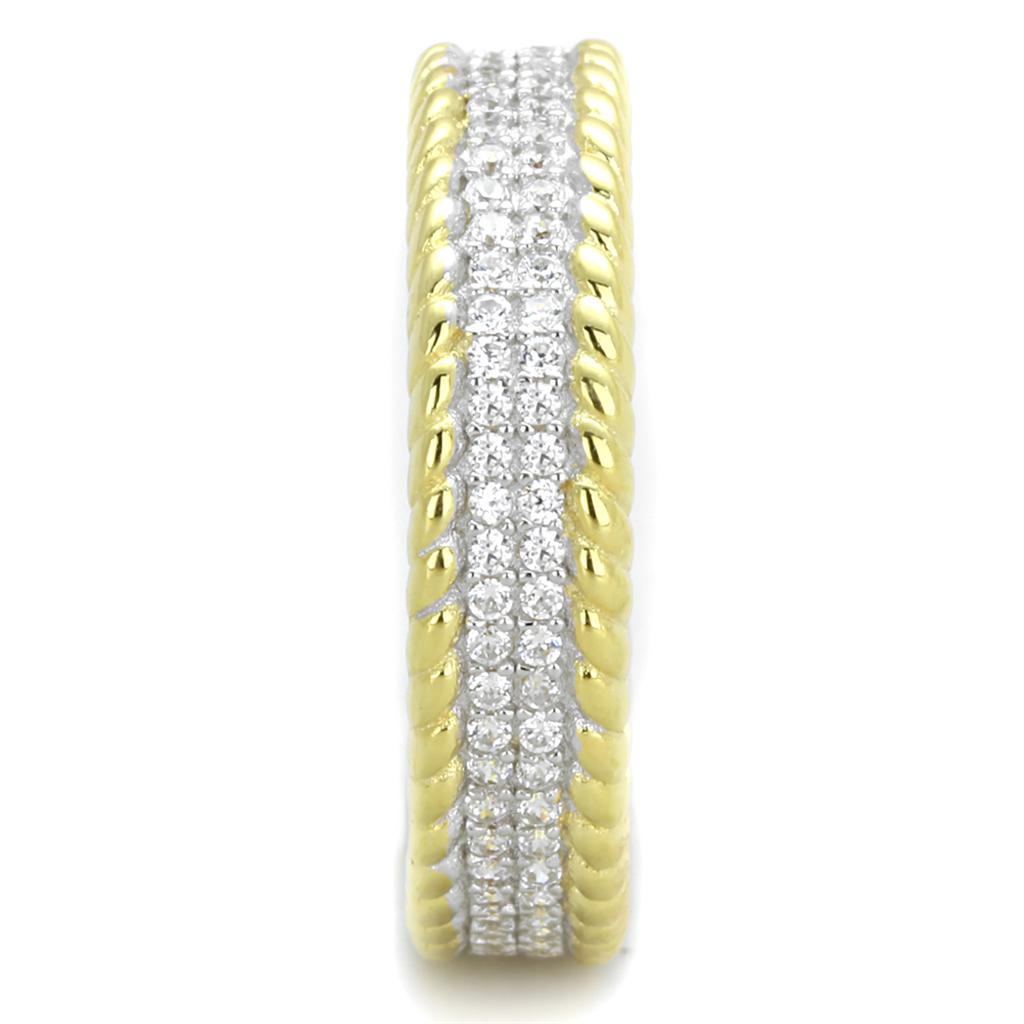 TS371 - Gold+Rhodium 925 Sterling Silver Ring with AAA Grade CZ  in Clear-3
