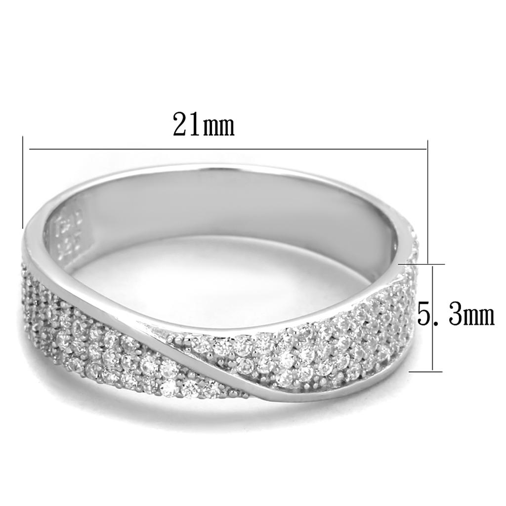 TS373 - Rhodium 925 Sterling Silver Ring with AAA Grade CZ  in Clear-1