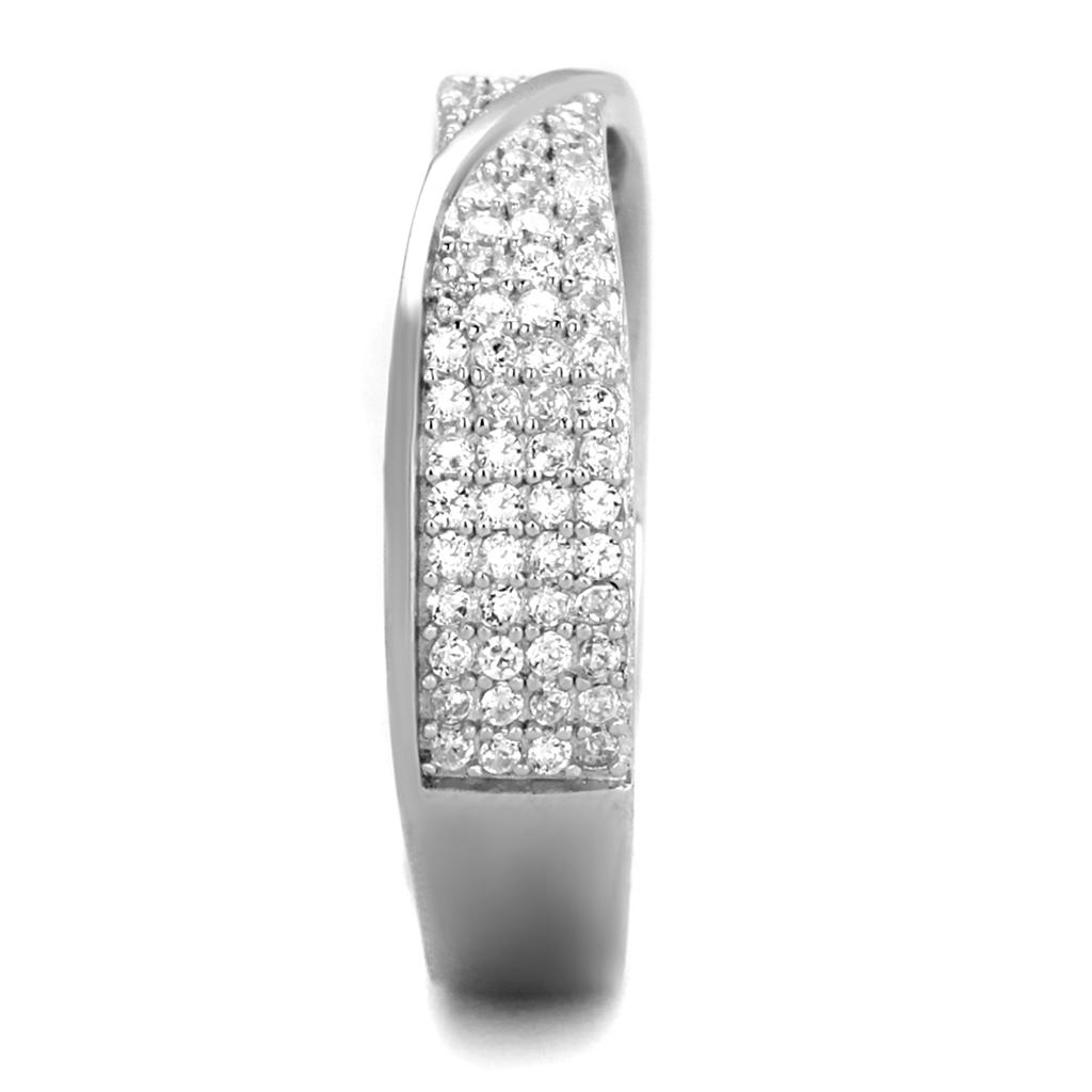 TS373 - Rhodium 925 Sterling Silver Ring with AAA Grade CZ  in Clear-3