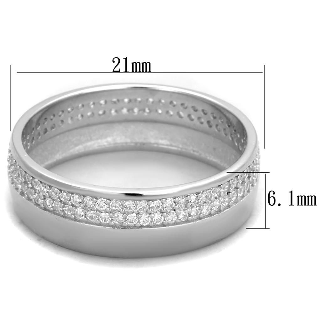 TS375 - Rhodium 925 Sterling Silver Ring with AAA Grade CZ  in Clear-1
