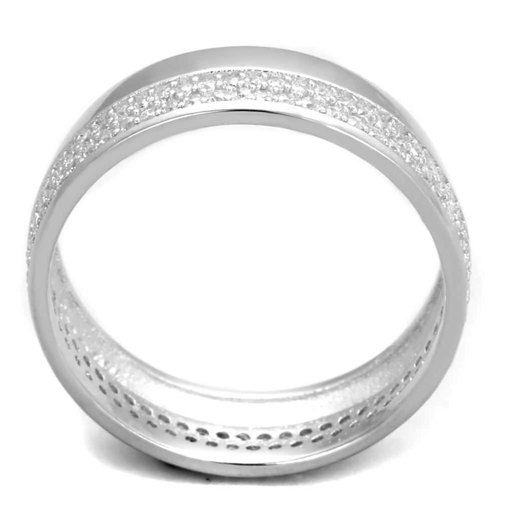 TS375 - Rhodium 925 Sterling Silver Ring with AAA Grade CZ  in Clear-2