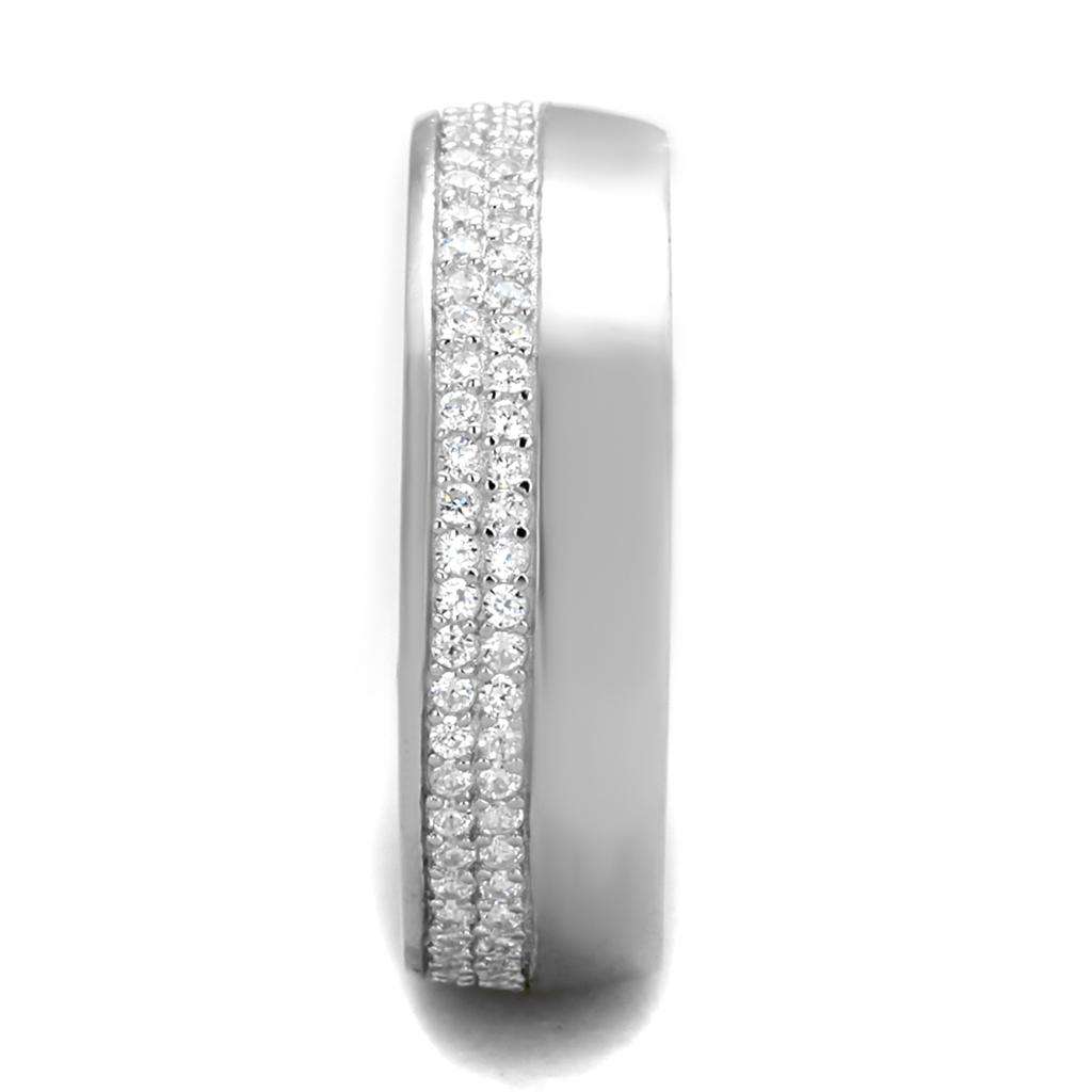 TS375 - Rhodium 925 Sterling Silver Ring with AAA Grade CZ  in Clear-3