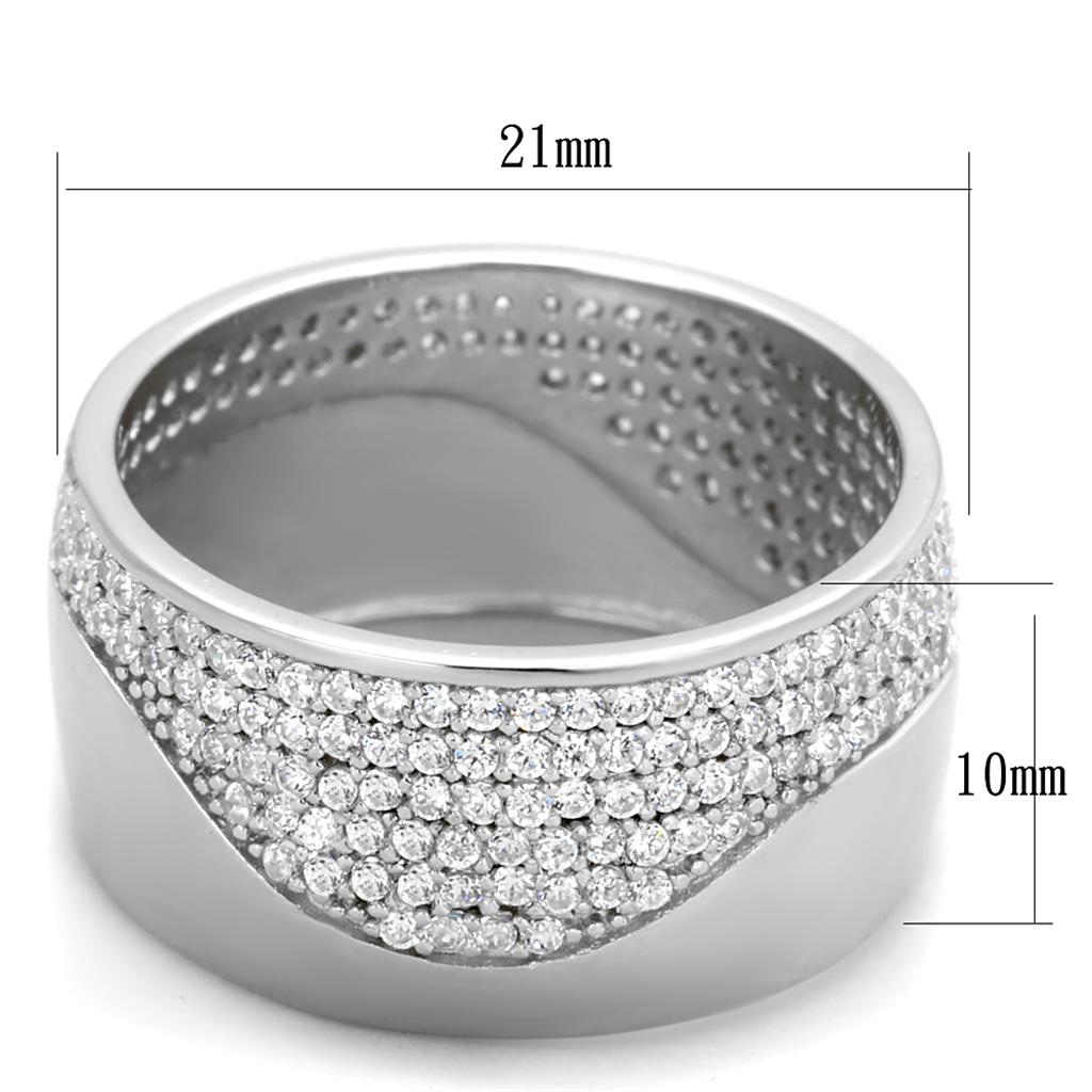 TS378 - Rhodium 925 Sterling Silver Ring with AAA Grade CZ  in Clear-1