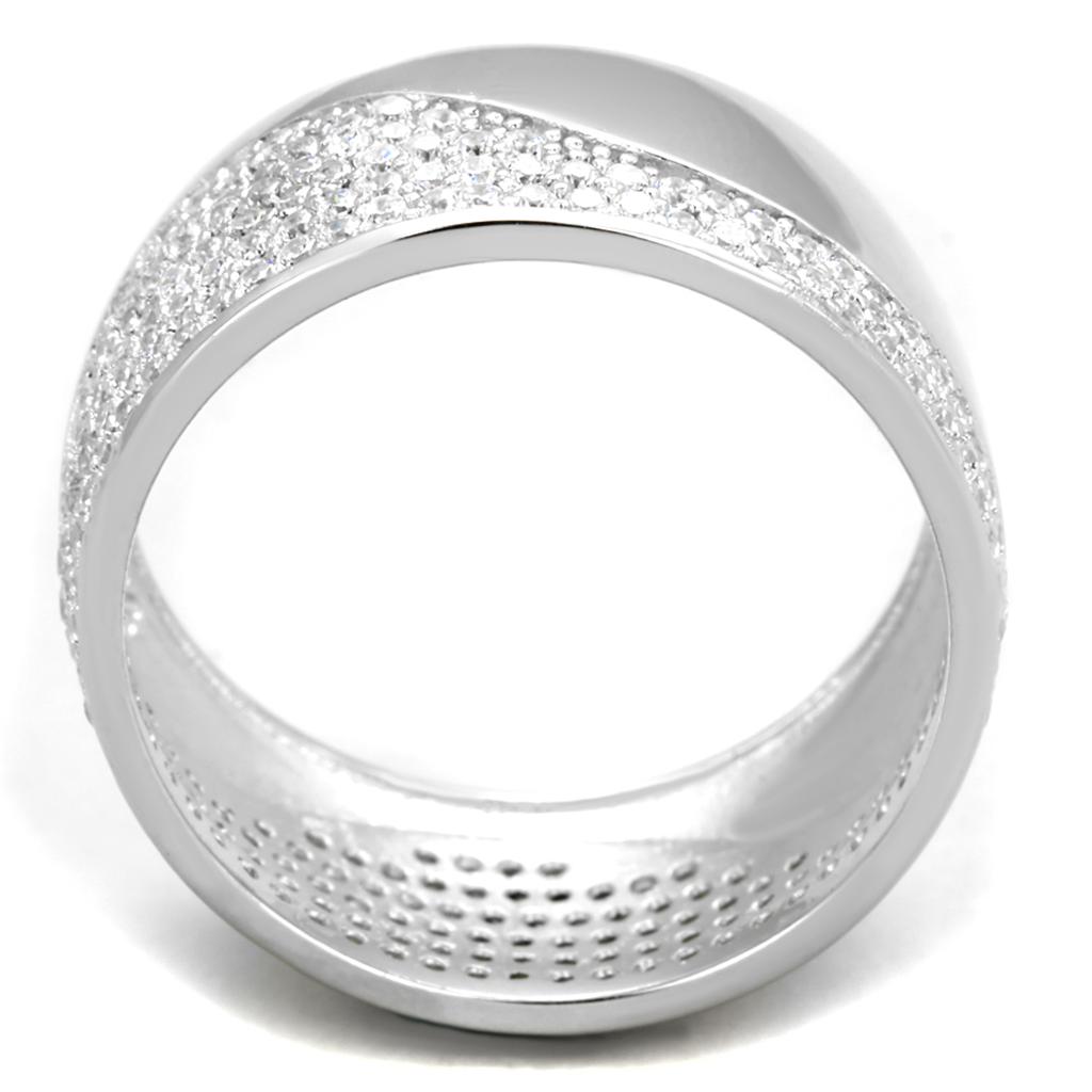 TS378 - Rhodium 925 Sterling Silver Ring with AAA Grade CZ  in Clear-2