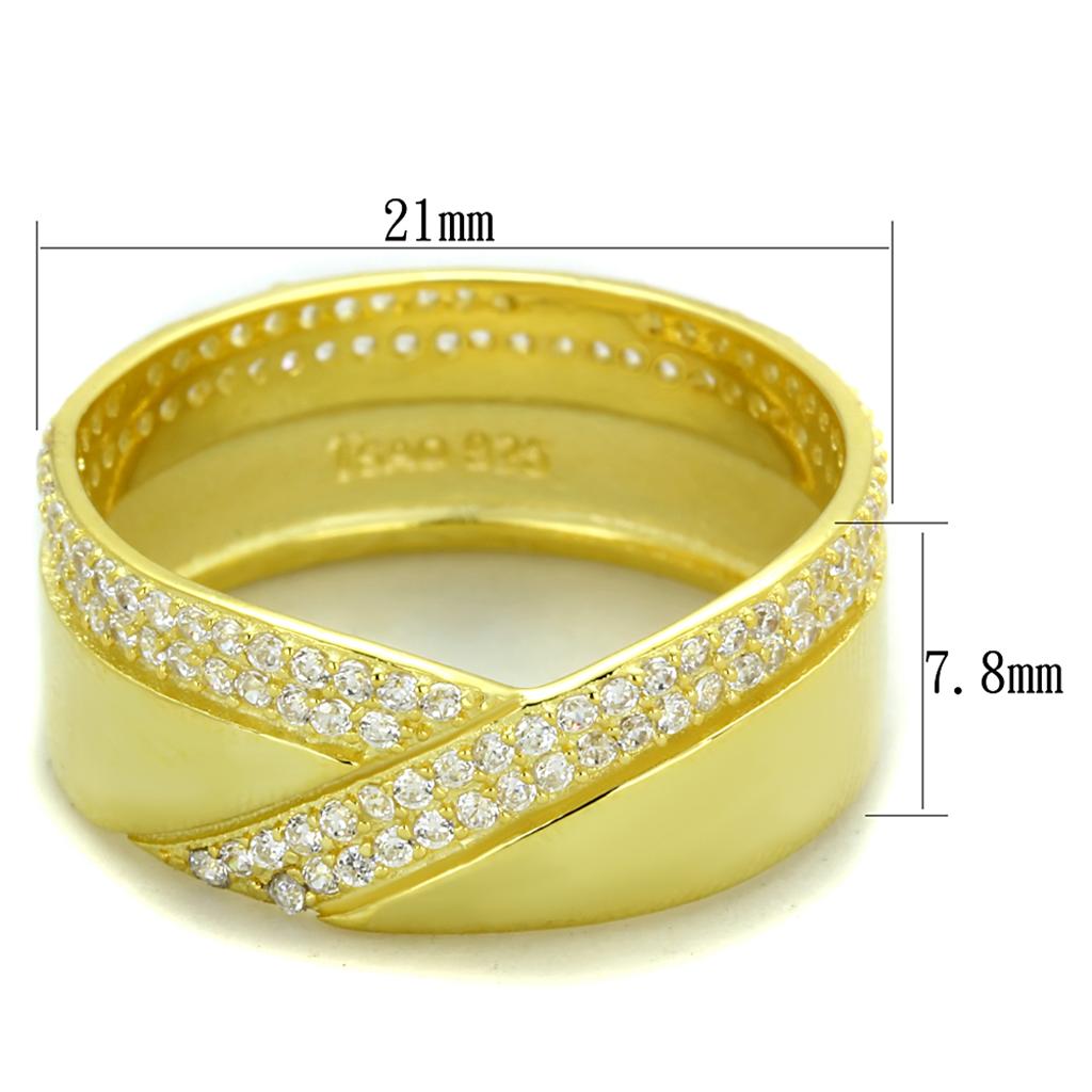 TS380 - Gold 925 Sterling Silver Ring with AAA Grade CZ  in Clear-1